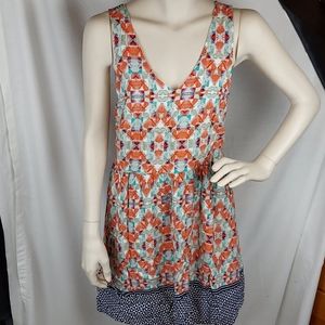 Everly Sleeveless VNeck Stained Glass Print Dress